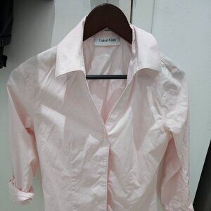 Calvin Klein Non-Iron Shirt Button-Down Shirt  - Women's Small - Pink